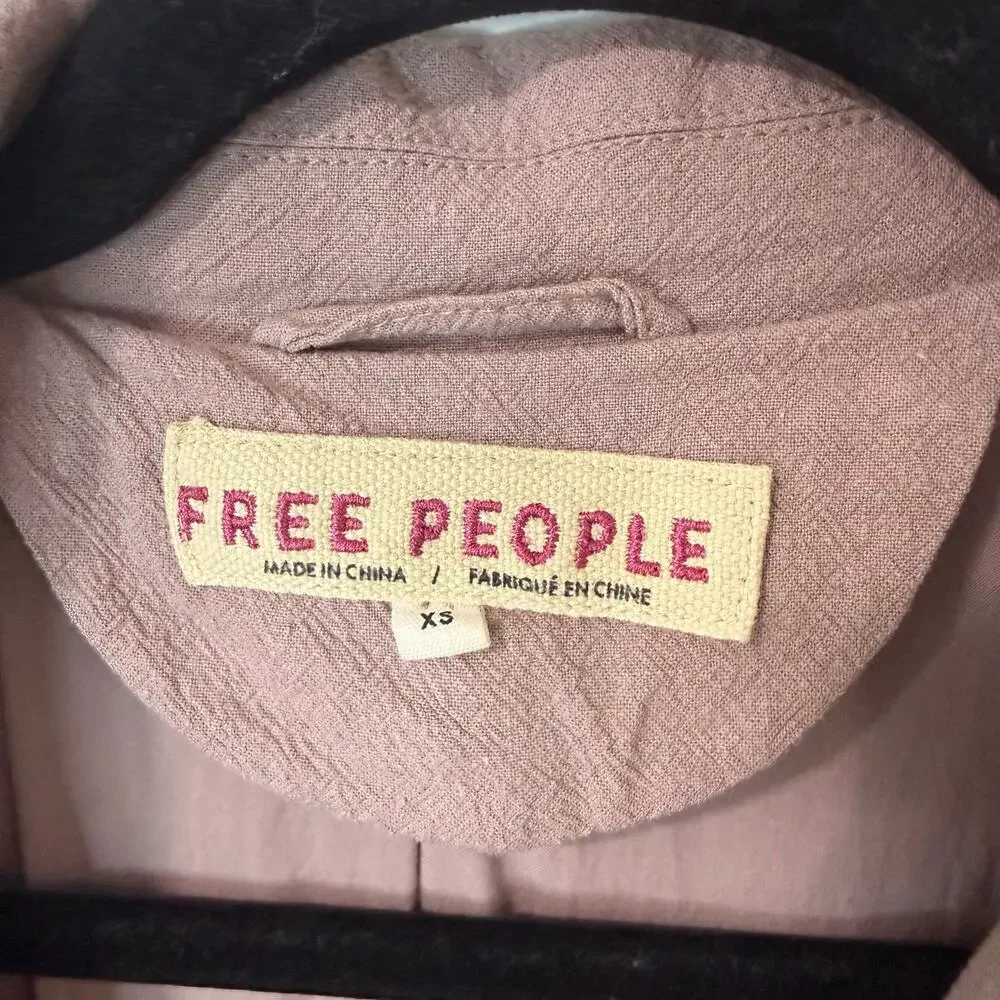 Free People Olivia Vest Double Breasted Sleeveless Business Brown XS Linen Blend